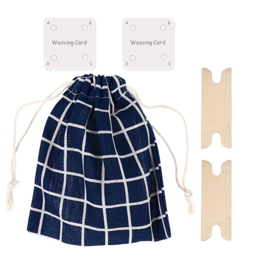 1Set Bunte Webkarten Mit Holz-Shuttle Und Stofftasche Webwerkzeug-Set 1