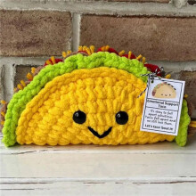 2X Kleine Häkelpuppe mit Emotionaler Unterstützung, Gehäkelter -Taco, Cartoon-Figur, Süße Häkelpuppe, Taco-Plüsch, Aufmunterungsspielzeug,