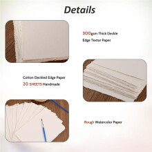 25pcs Handmade White Handmade Paper Blank,Watercolour Paper Thick 300 GSM,for Greeting Cards DIY,Paintings,15.2 X 10.2cm