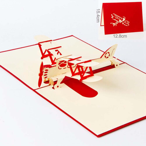1St 3D Up Grußbotschaft Flugzeugmodell Rot Für Freunde 2