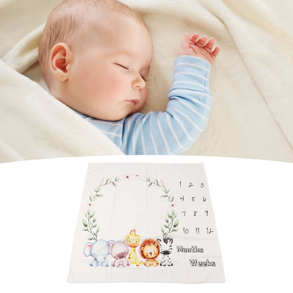 Newborn Baby Monthly Milestone Blanket Soft Fabric Garland Design 100x100cm