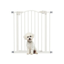 Metal 74-80cm Adjustable Pet Gate Safety Barrier w/ Auto-Close Door White