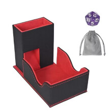 Portable Foldable Dice Roller Tower with Bag Dice Tray Special Design Convenient Dices Box for RPG Table Top Gaming Red