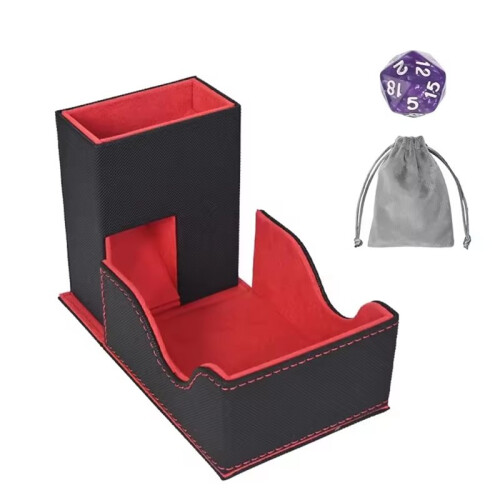 Portable Foldable Dice Roller Tower with Bag Dice Tray Special Design Convenient Dices Box for RPG Table Top Gaming Red