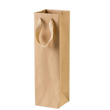 12 Pack Solid Brown Paper Bags with Sturdy Rope - 4inch x 4inch x 13.8inch - Ideal for Wine,Gifts, Retails, Shopping, Merchandise, Grocery,Party