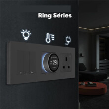 TuyaZigBee Knob Thermostat Star Ring Series Temperature Controller Water Boiler Electric Heating with Alexa Black