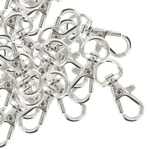 120Pcs Swivel Carabiners Keychain Silver Color