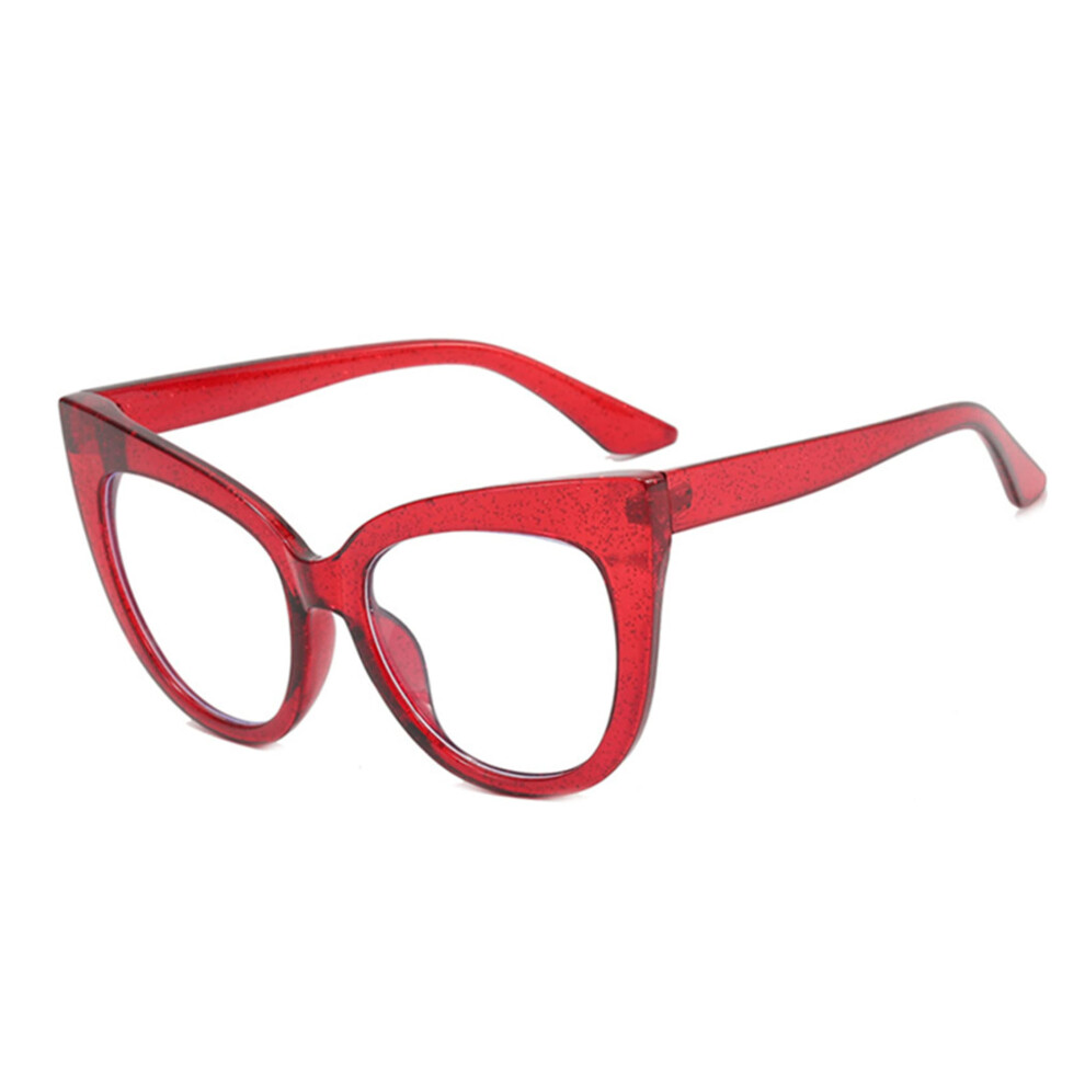 Red Reading Glasses 2.25X Clear Magnification Oversized Cat Eye Frame For Women