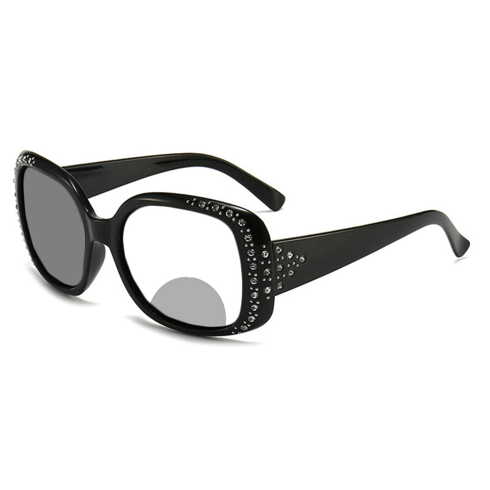 Black Women Photochromic Progressive Reading Glasses 1.25X Magnification Uv400 AntiâReflective Lens