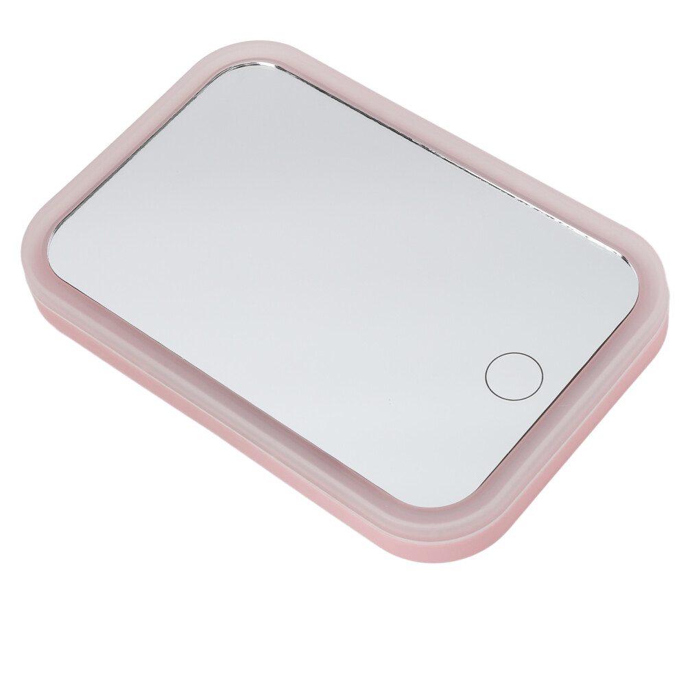 Pink LED Touch Makeup Mirror 500mAh Battery Adjustable Brightness
