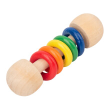 Holzrassel-Schüttelspielzeug mit 5 Ringen – Greifgeschenk für Kleinkinder, Jungen & Mädchen