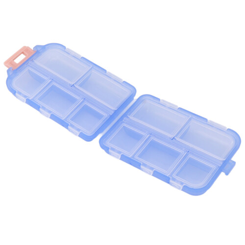 Plastic Waterproof Medicine Container 10 Slots Lockable Weekly Pill Case Blue