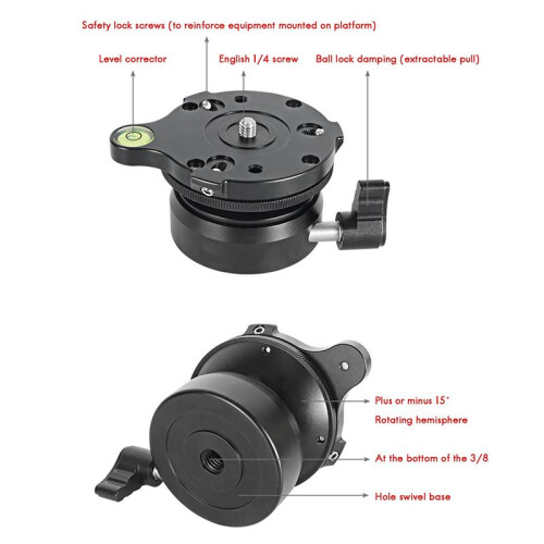2X DY-60N Tripod  Leveling Base Adjusting Plate with Bubble Level for DSLR Camera 2