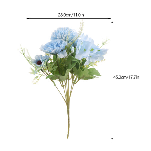 Artificial Rose Bouquet Blue Silk Flower 1pcs 17.7x11in 2