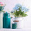 Artificial Rose Bouquet Blue Silk Flower 1pcs 17.7x11in 8