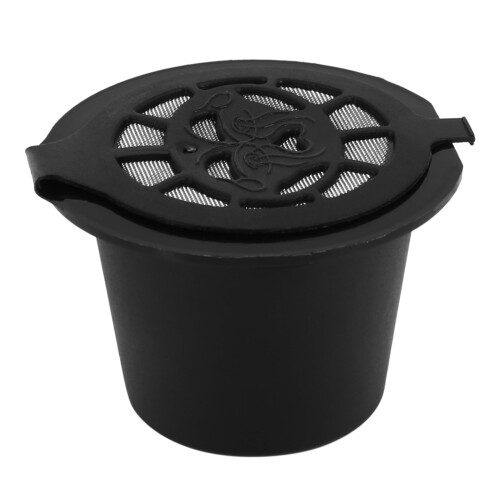 I Cafilas 30 Reusable  Capsules Refillable Coffee Capsule Filter with Coffee Spoon Brush (30, Black)