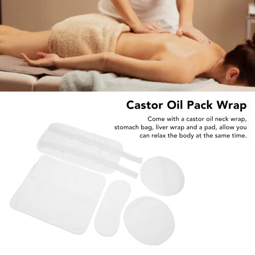 4pcs Castor Oil Pack Kit, Reusable Wrap, White 2