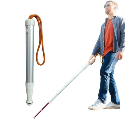 Blind Cane Lightweight Titanium 125cm Folding Walking Stick 7Section for Visually Impaired