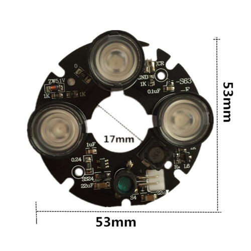 3pcs 3 Array IR LED Spot Light Infrared 3X IR LED Board for CCTV Cameras Night Vision (53mm Diameter) 2