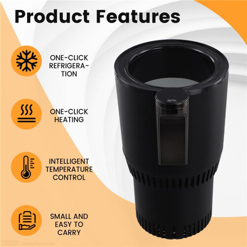 12V Car 2 in 1 Heating Cooling Cup Warmer Cooler Cup  Cup Holder Digital Display Temperature Drinks Holders Black 1