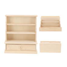 Dollhouse Bookshelf 1:12 Birch Wood Miniature 12.3x10.9x5.1cm