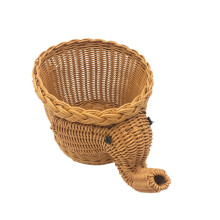 2X Handmade Bamboo Elephant Wicker Picnic Basket Food Bread Camping Picnic Basket Bamboo Fruit Storage Basket