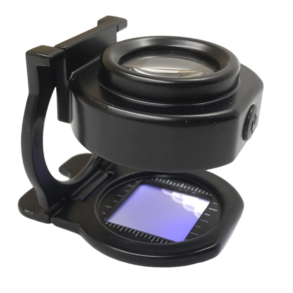Light 10X Magnifying Glass With And Stand, Led Folding Magnifier With Scale For Reading And Inspection