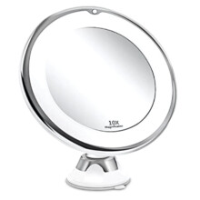 LED 10X Magnifying Make Mirror Can Locking Suction Cup&360Degree Rotating Adjustable for Home/Travel/Bathroom-Battery