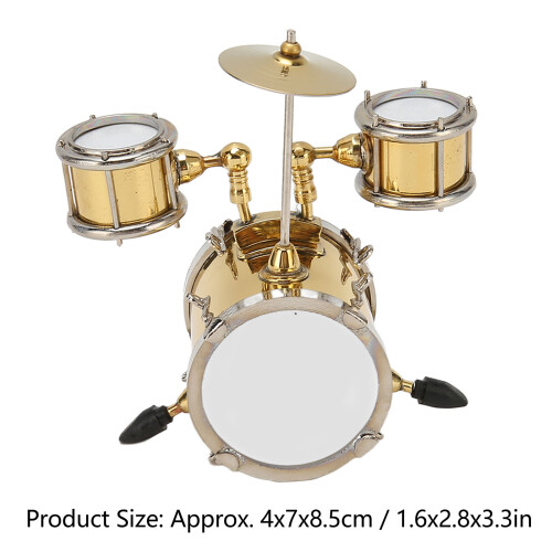 Miniature Drum Set Replica Musical Instrument Model Dollhouse Decor with Box 1