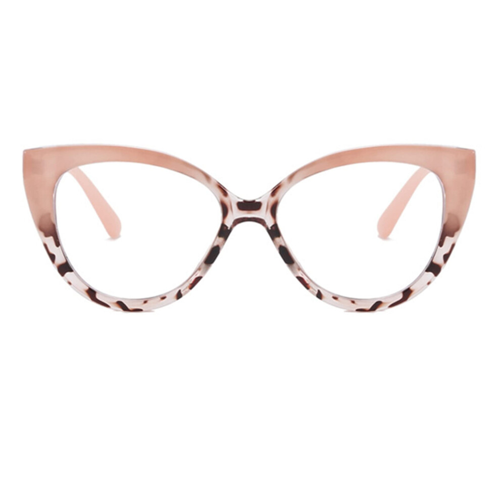 Pink/Blue/Light Cat Eye Blocking Reading Glasses For Women, Retro Oversized 1X Magnification