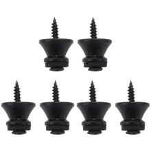 6 x Electric Acoustic Guitar Bass Strap Button Screw Lock Pins Pegs Pads Black