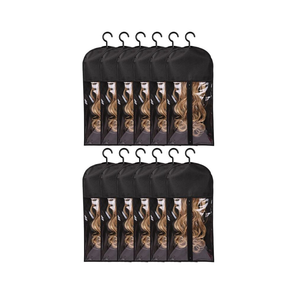 Tlily 12Pcs Hair Extension Holder Wig Storage For Multiple Wigs Holder Wig Bags Storage With Hanger Hair Extension Storage