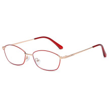 Blue Light Blocking Reading Glasses 2.5X Magnification Rose Gold Metal Frame for Women