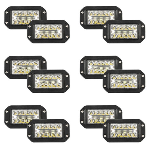 12Pcs 12V 6 Inch Flush Mount Work Light 26 LED Super Bright Spotlight Car Headlights