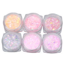 6 Stück Leuchtendes Nagelglitter-Pulver-Set für DIY-Maniküre, ABS-Material