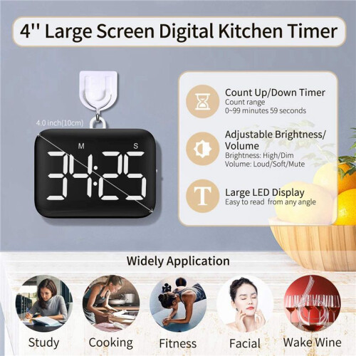 2X Digital Kitchen Timer - Magnetic Countdown Count  Timer with Large LED Display Loud Volume for Cooking and for Kids 1