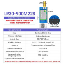 DX-LR30 SX1262 Chip Development SX1262 LoRa Module RF Module 8km 22dBm UART LoRa Spread Spectrum Technology 900M22SP