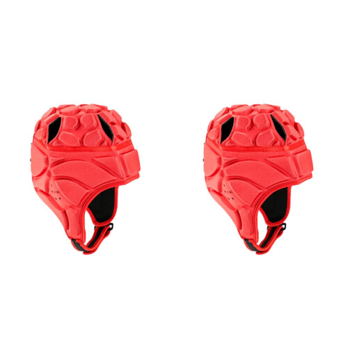 2Pcs Red Rugby Headguard with Adjustable Fit and Breathable Protection 1
