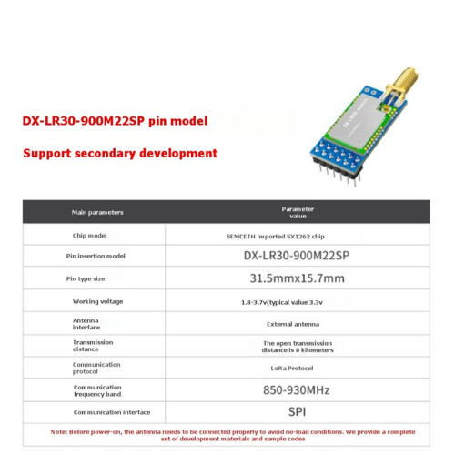 DX-LR30 900M22SP Development Kit SX1262 Chip LoRa Module RF Module 868-915MHz 8km 22dBm UART Long Range LoRa 1