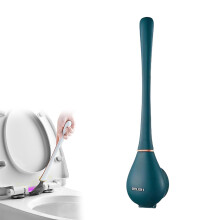 Silicone Toilet Brush and Holder Wall Mounted Cleaning Set with Dispenser Blue Flexible Design