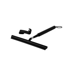 Telescopic Shower Squeegee with Long Handle for Glass Door and Black Bathroom Mirror Cleaner