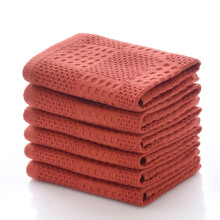 Set of 6 Ultra Soft Red Cotton Waffle Weave Towels for Bathroom Kitchen and Gym