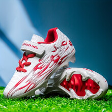 (Weiß Rot, 34) Neue Unisex Wettkampf- Trainingsschuhe für Kinder Jugendliche, Professionelle Langstollen-Fußballschuhe, Leicht Langlebig