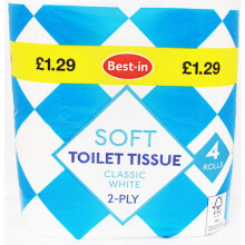 Bestin Soft Toilet Tissue 4  Rolls (Pack of 12)