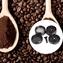 4-Layer Zinc Alloy Herb Grinder, 50mm Black Manual Crusher