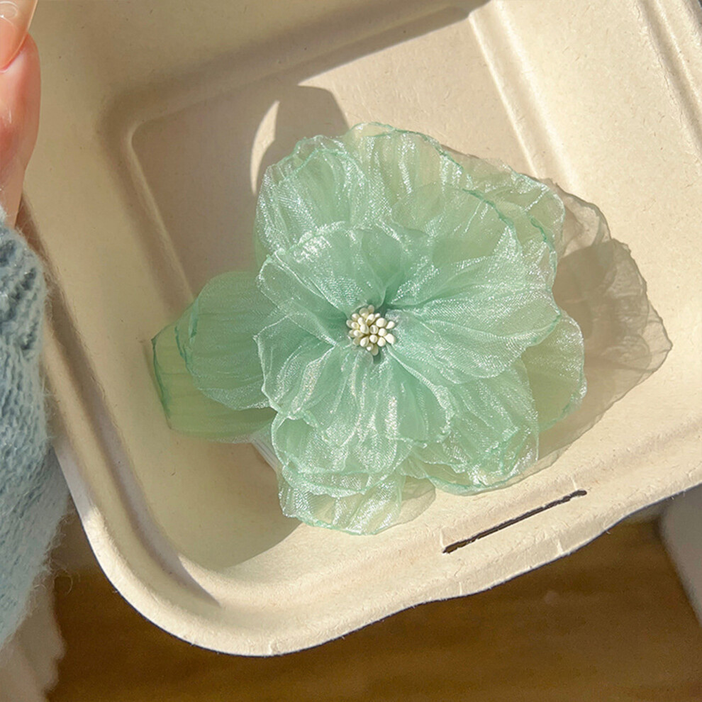 Bright-Home (2) Large Flower Hair Claw Clip With Mesh Flower Decor Large Hair Clips For Thick Hair Women Girls