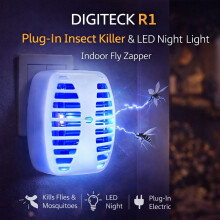 (1) Digiteck EU 2 PIN R1 Plug-In Insect Killer & LED Night Light – Indoor Fly & Mosquito Zapper, Chemical-Free Bug Control