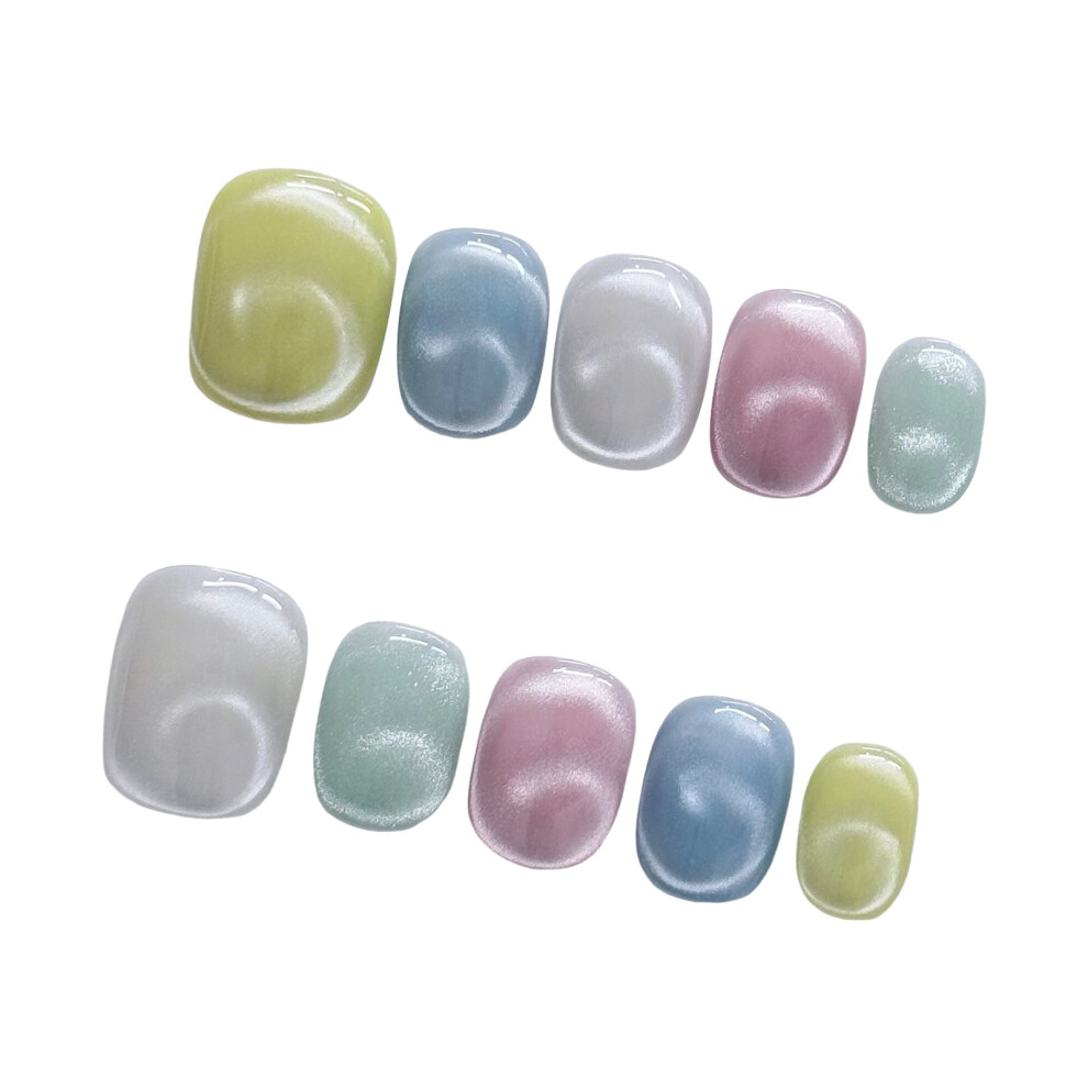 Hue-Grain (Xs) 10Pcs Colorful Press On Nails For Summer