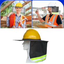Hard Hat Sun Shade, High Visibility Sun Visor Neck Shade with Reflective Strip, Full Brim(Hard Hat Not Included) 2 Pack
