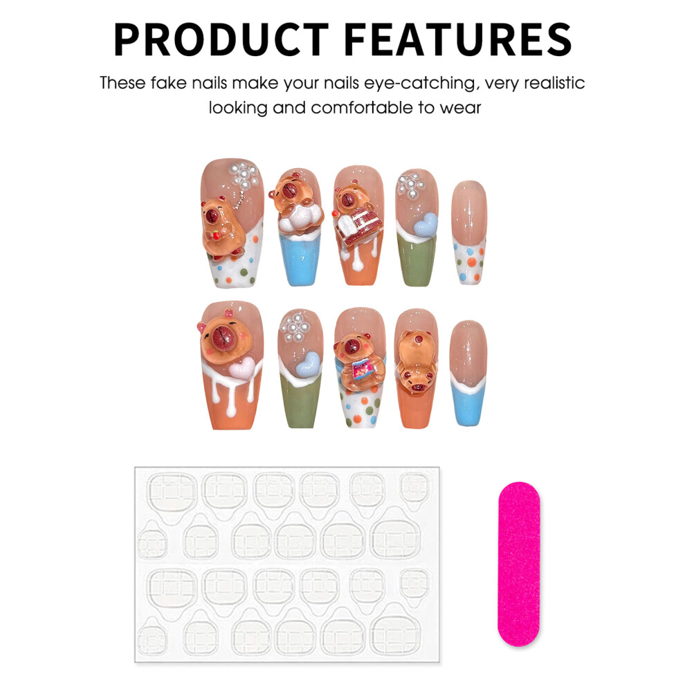 Roc-Electron (S) French Tip Pink Fake Nails - Flexible & Long Lasting